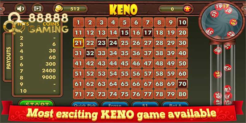 Tiềm năng kiếm tiền từ Keno 88888Game